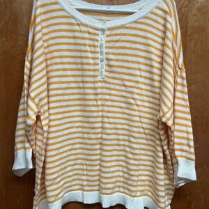 3/4 sleeve striped sweater